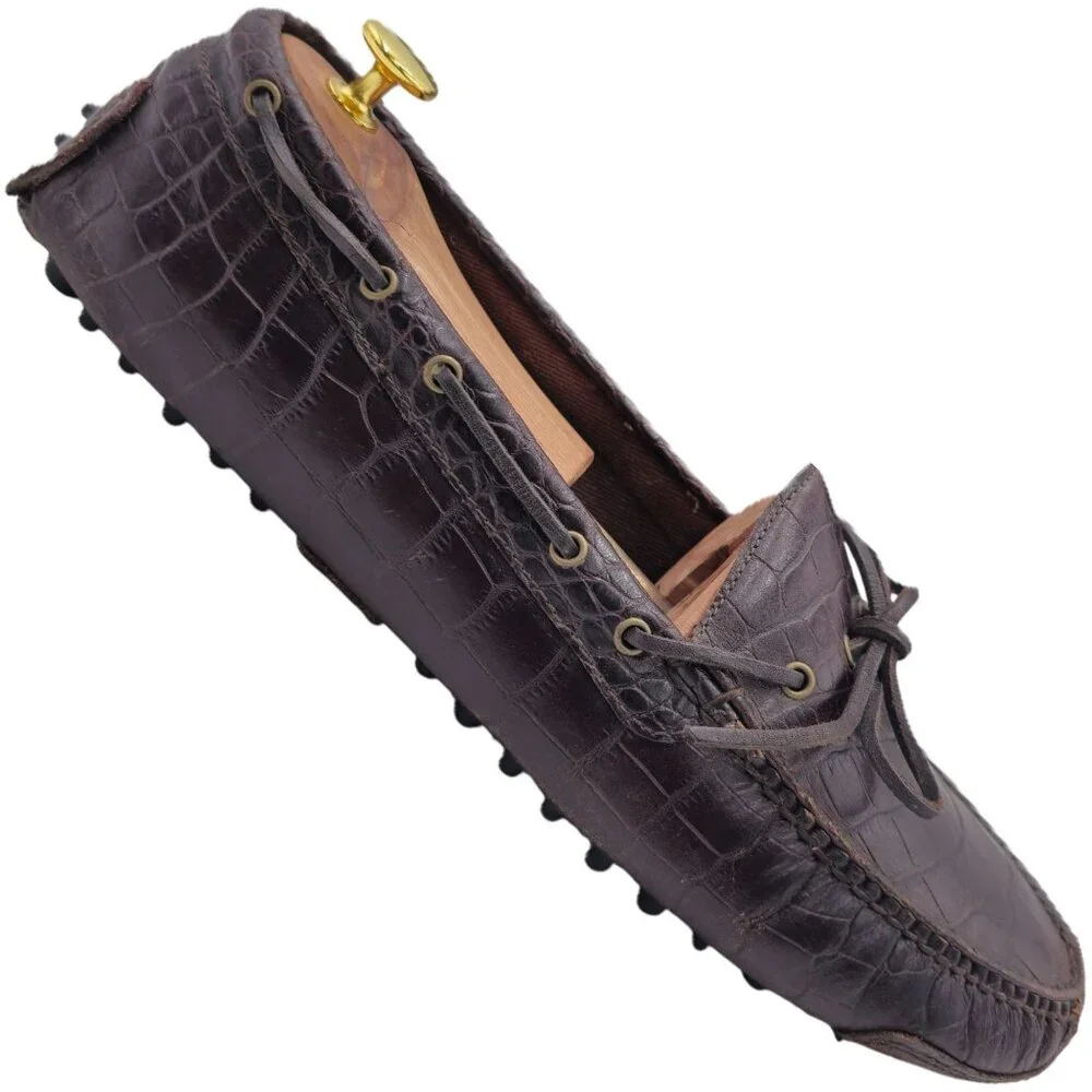 Cole Haan Men's 12D Brown Crocodile Embossed Leather Dress Shoes Driving Loafers - Picture 10 of 10